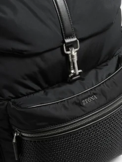 Black Technical Fabric and PELLETESSUTA™ Leather Backpack