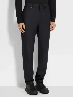 Black Wool and Cashmere Roccia Pants