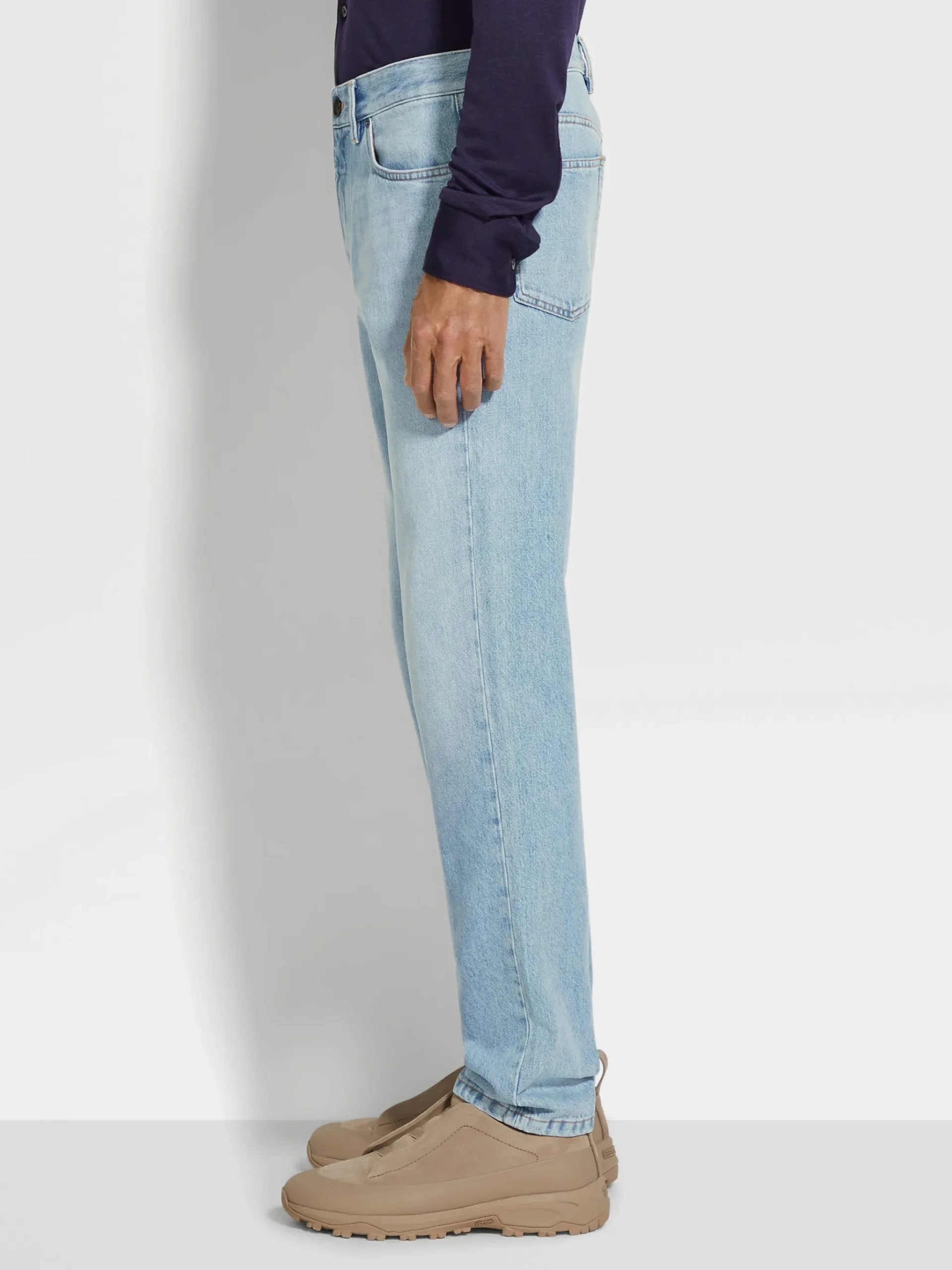 Blue Bleached Cotton Roccia Jeans