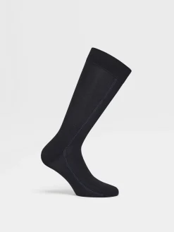 Blue Cotton Blend Socks