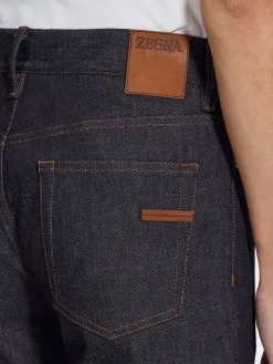 Blue Stretch Cotton and Cashmere Roccia Jeans