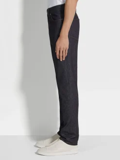 Blue Stretch Cotton and Cashmere Roccia Jeans