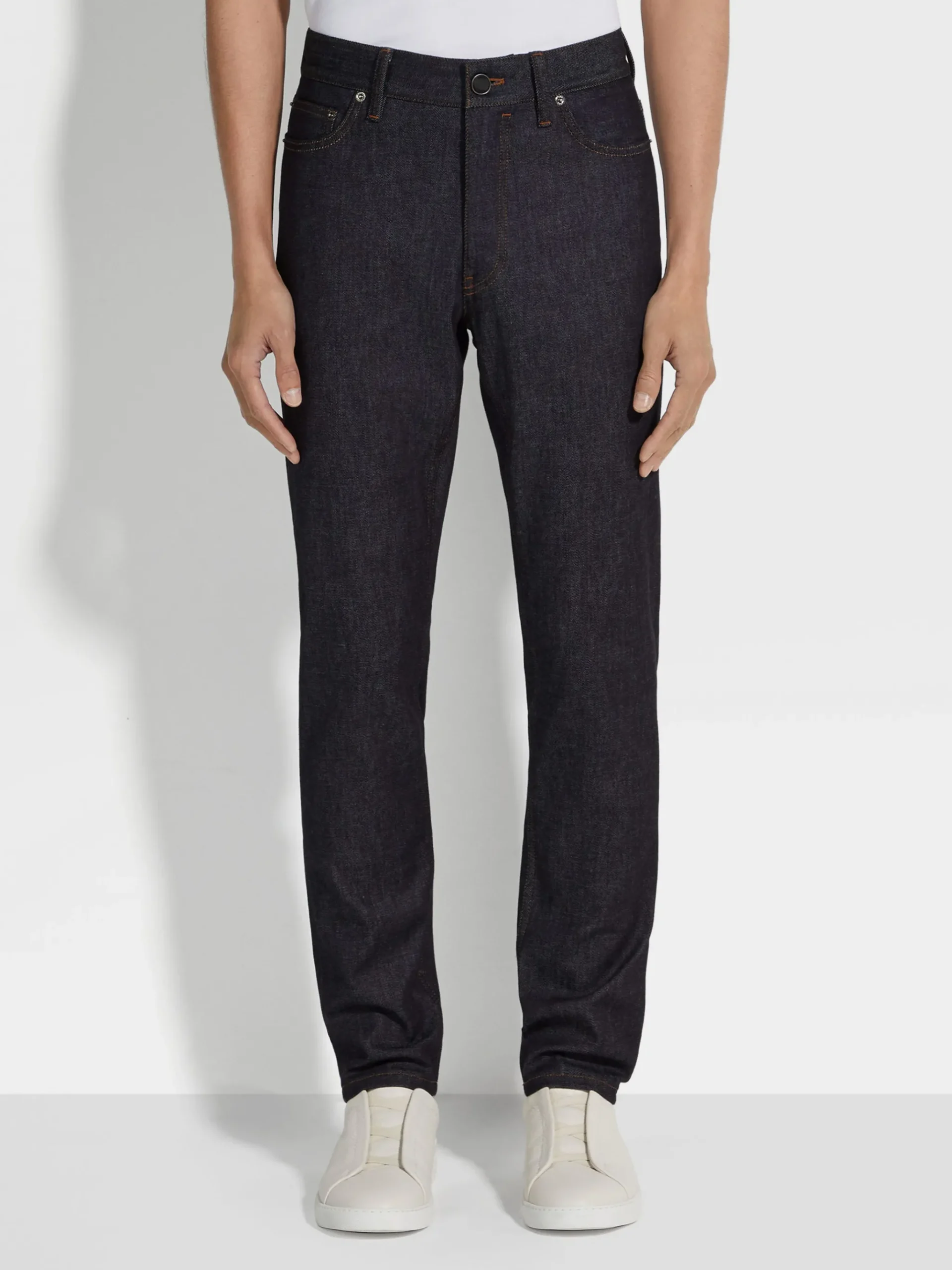 Blue Stretch Cotton and Cashmere Roccia Jeans