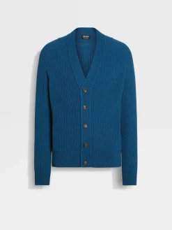 Bright Teal Blue Oasi Cashmere Cardigan