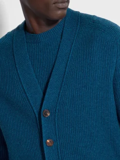 Bright Teal Blue Oasi Cashmere Cardigan