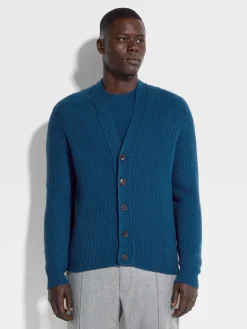Bright Teal Blue Oasi Cashmere Cardigan