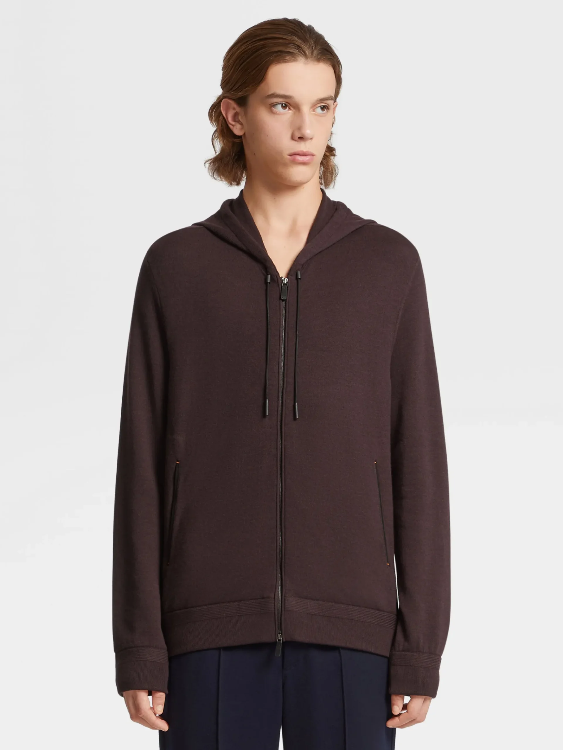 Burgundy 12milmil12 Wool Full Zip Hoodie