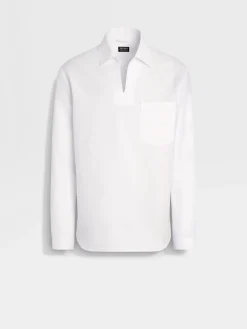 Crossover Blend Cotton Linen and Silk Polo Shirt