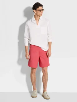 Crossover Blend Cotton Linen and Silk Polo Shirt