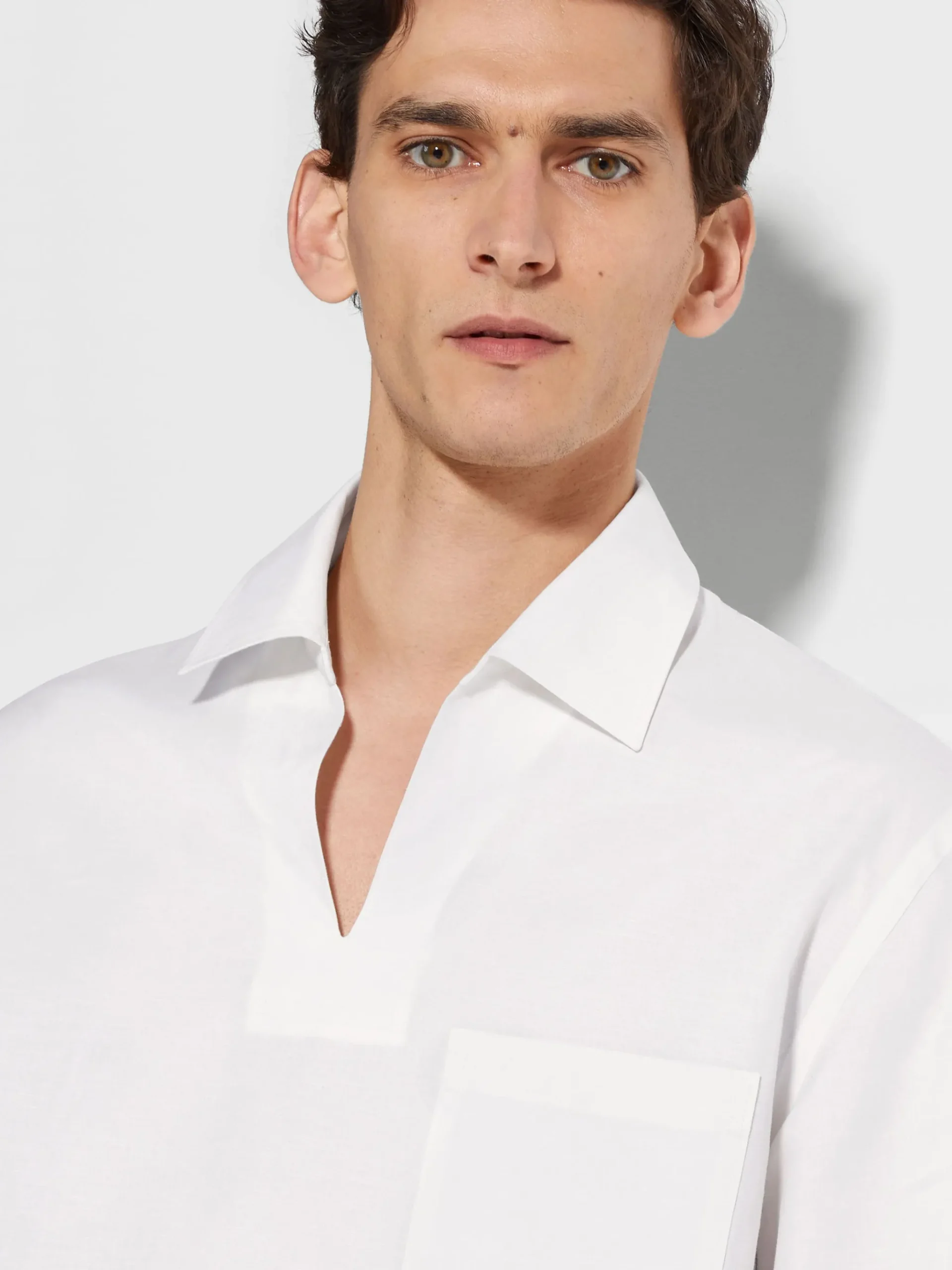 Crossover Blend Cotton Linen and Silk Polo Shirt