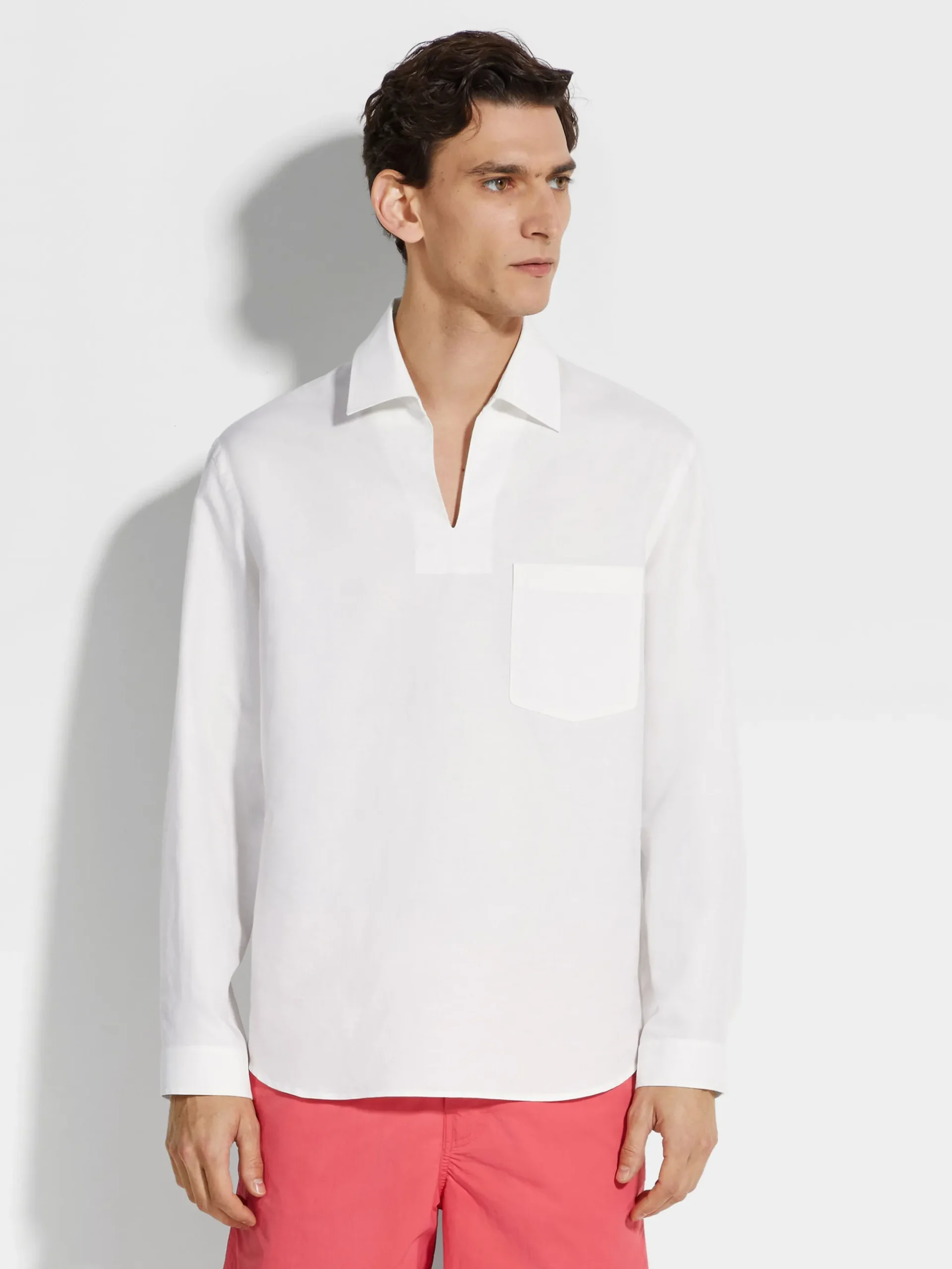 Crossover Blend Cotton Linen and Silk Polo Shirt