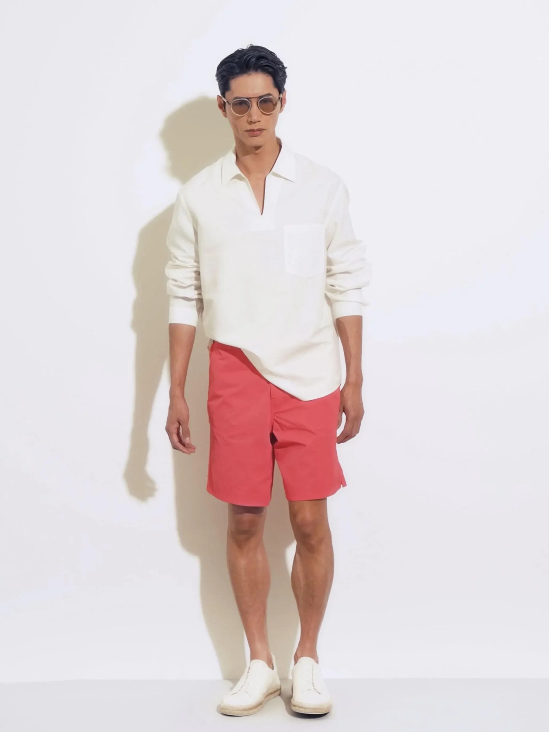 Crossover Blend Cotton Linen and Silk Polo Shirt