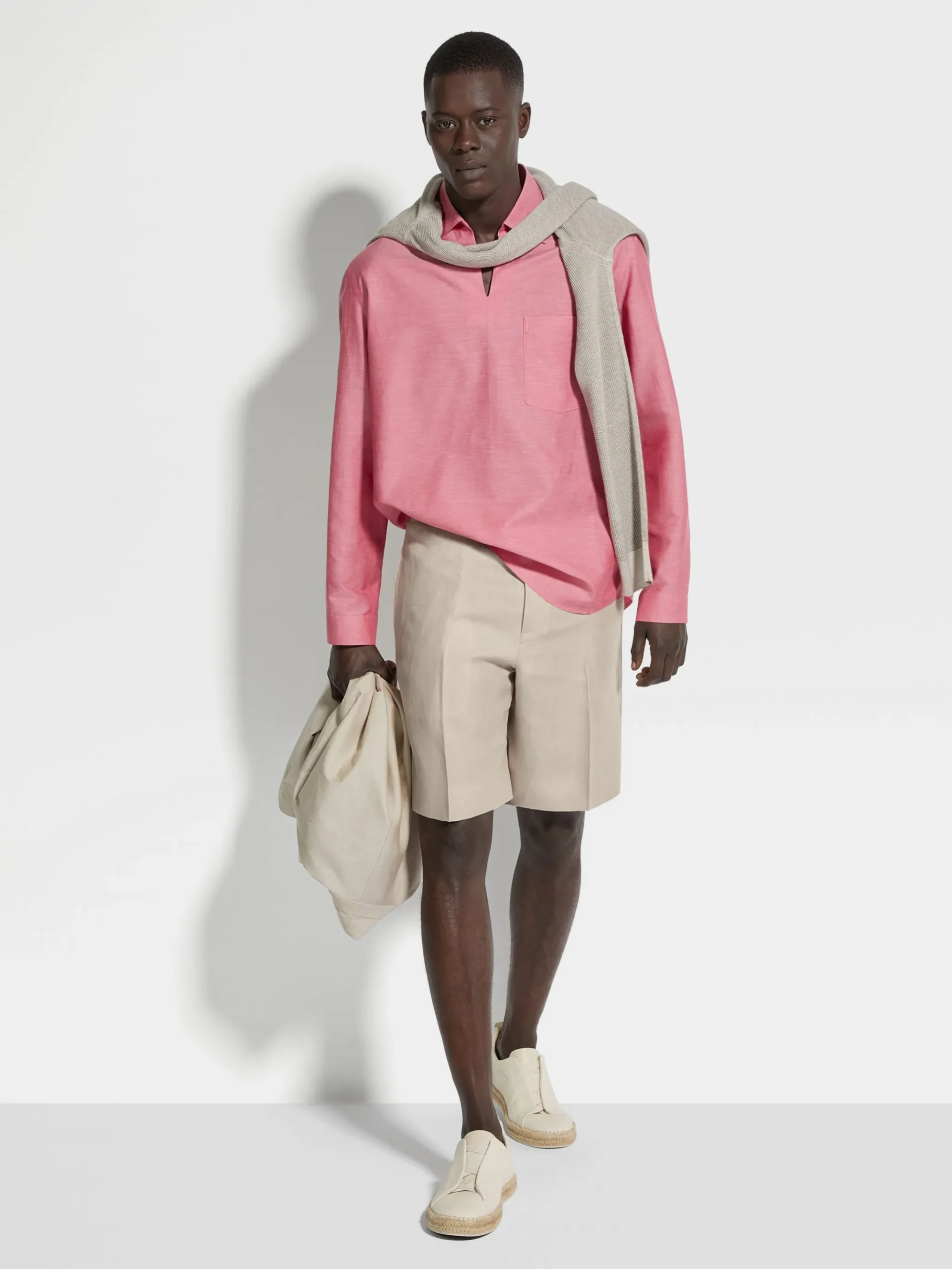 Crossover Blend Cotton Linen and Silk Polo Shirt