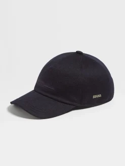 Dark Blue Oasi Cashmere Baseball Cap
