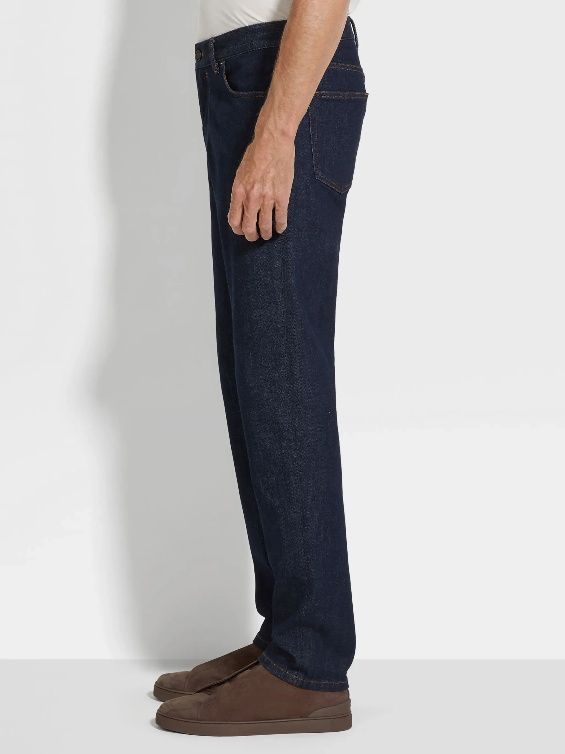 Dark Blue Rinse-washed Stretch Cotton Roccia Jeans