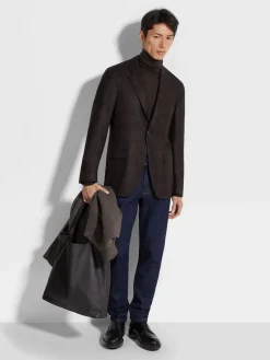 Dark Brown and Brown Silk and Cashmere Jacket