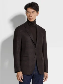Dark Brown and Brown Silk and Cashmere Jacket