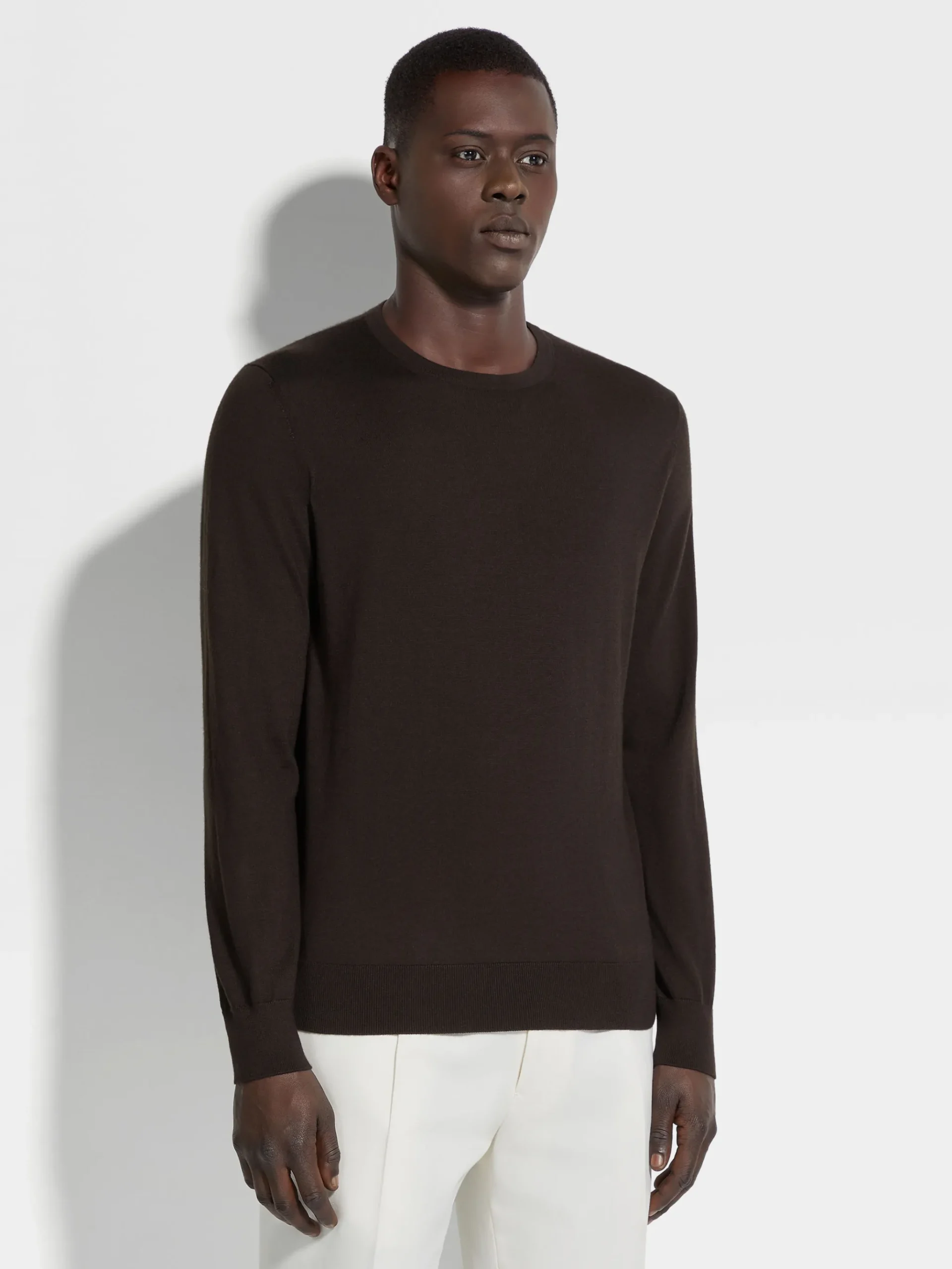 Dark Brown Cashseta Crewneck
