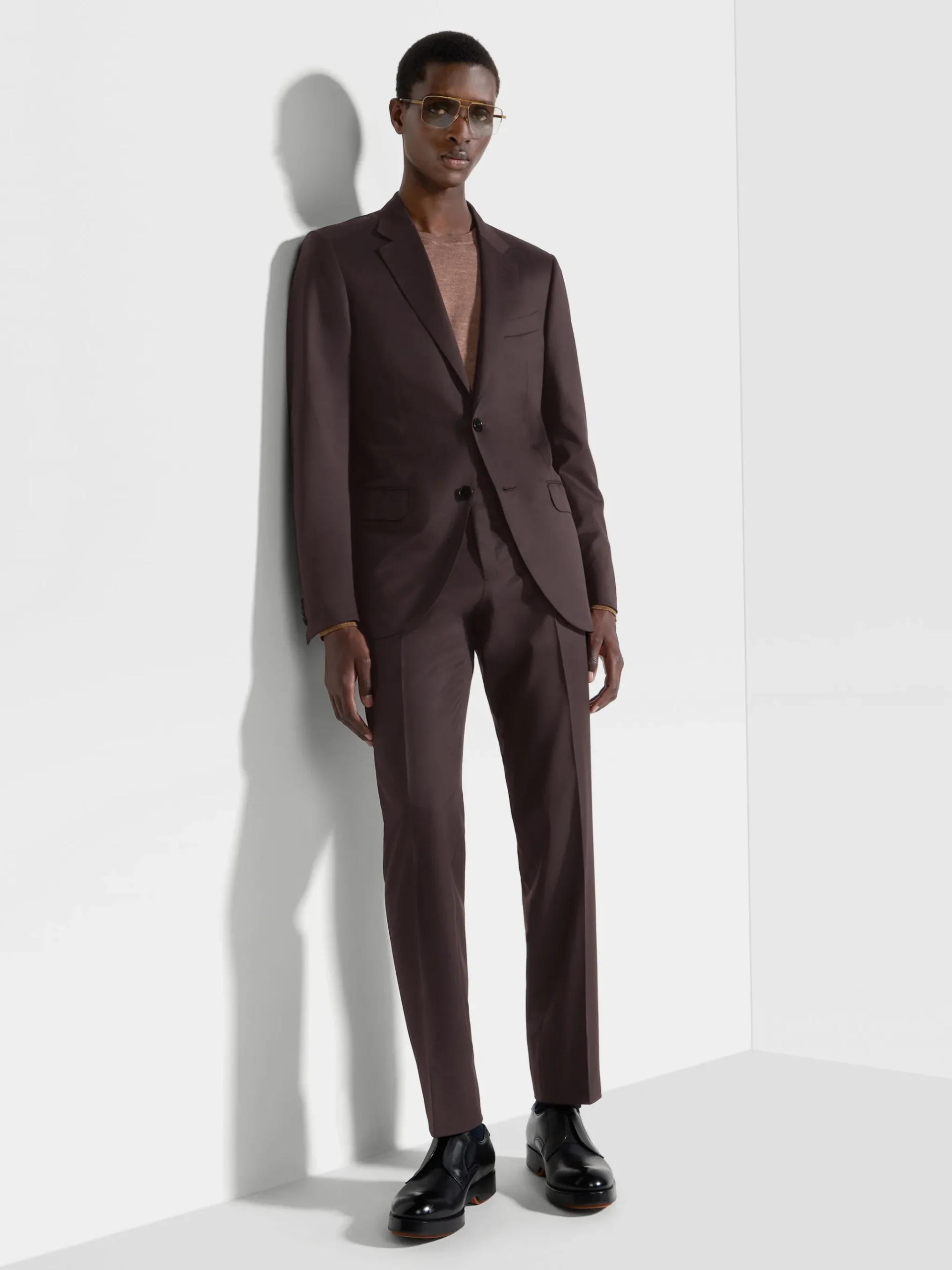Dark Brown Centoventimila Wool Suit