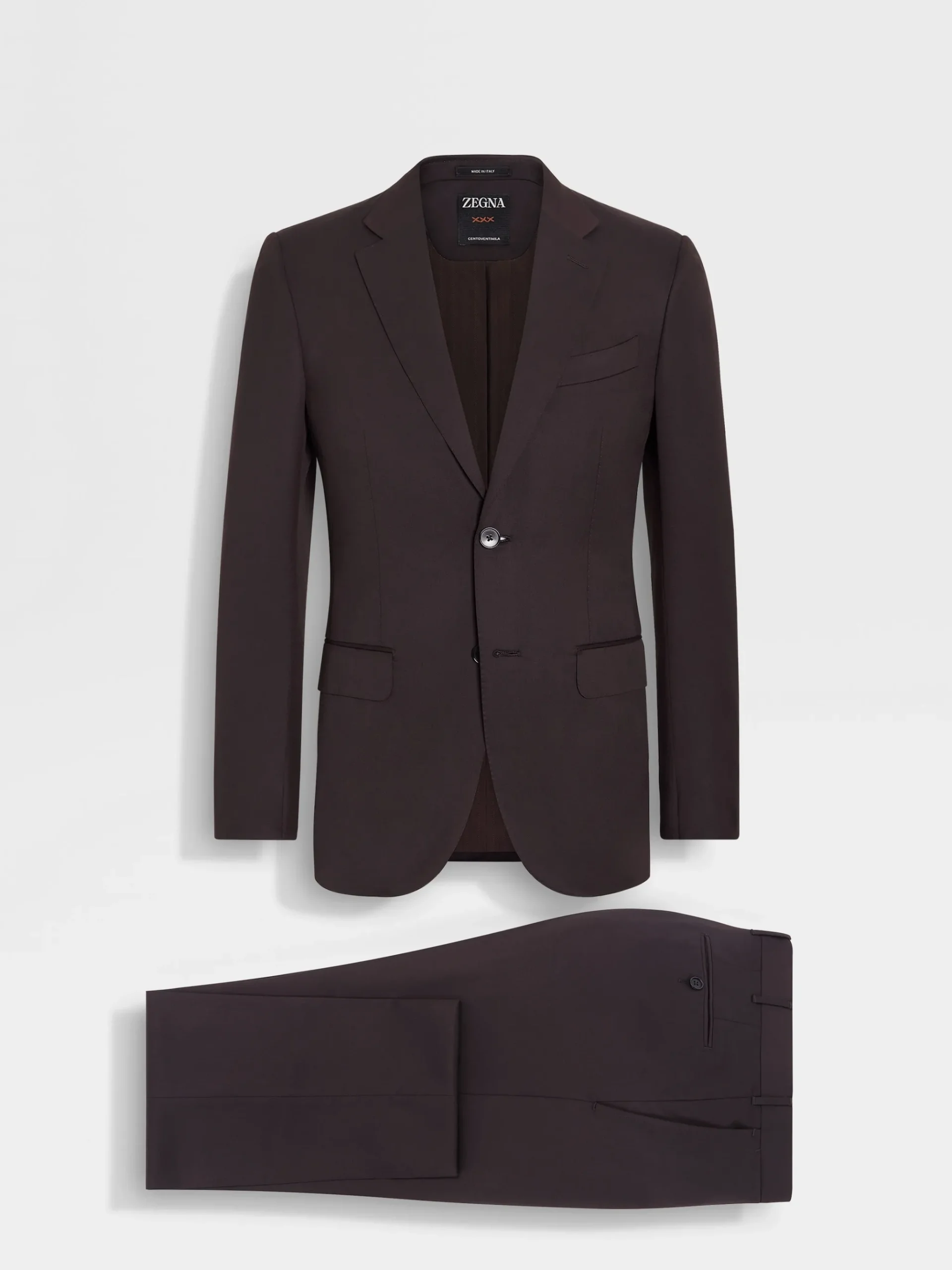 Dark Brown Centoventimila Wool Suit