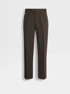 Dark Brown Cotton and Wool Pants