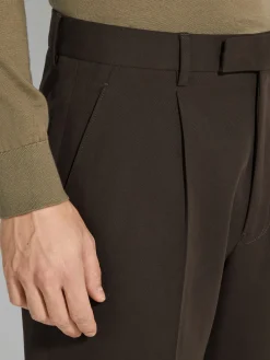 Dark Brown Cotton and Wool Pants