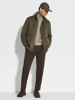 Dark Brown Cotton and Wool Pants