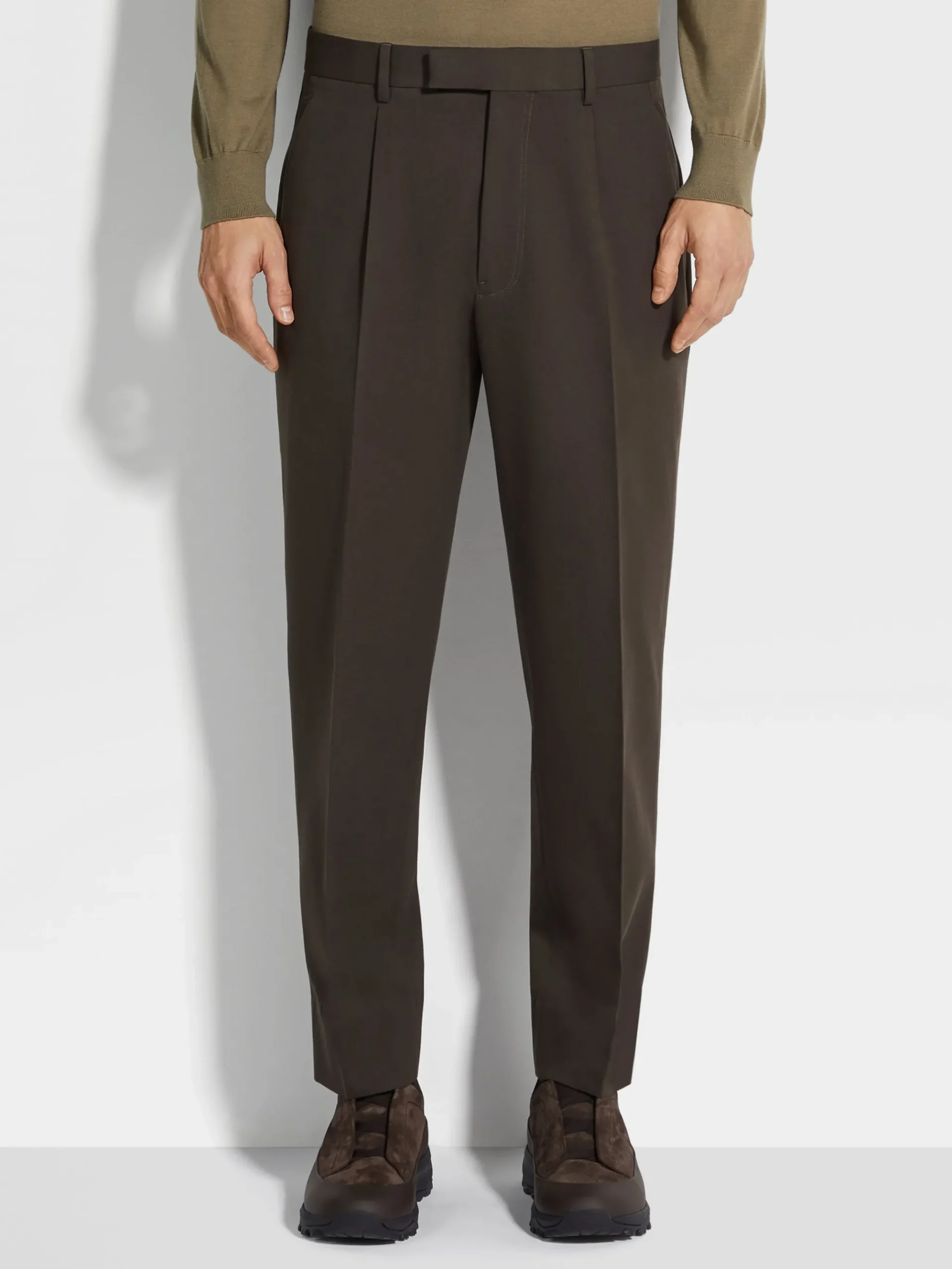 Dark Brown Cotton and Wool Pants
