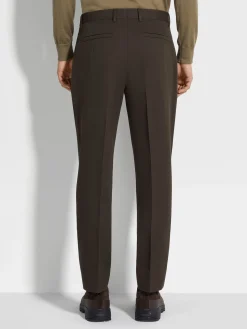 Dark Brown Cotton and Wool Pants
