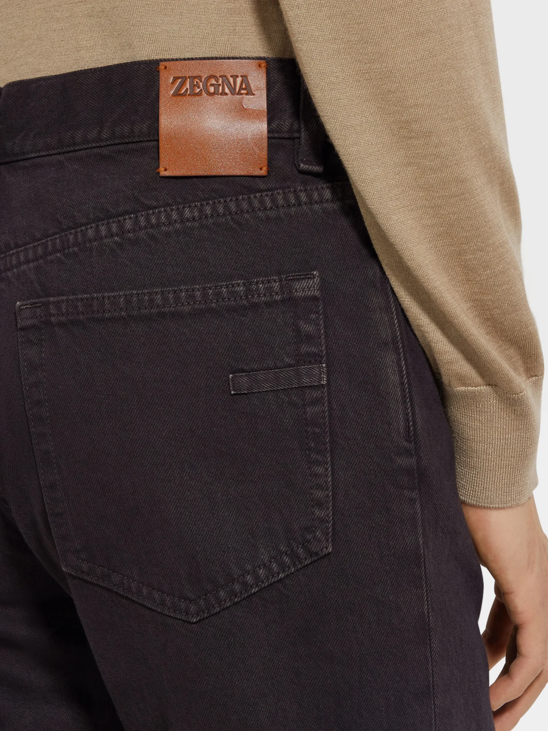 Dark Brown Cotton Roccia Jeans