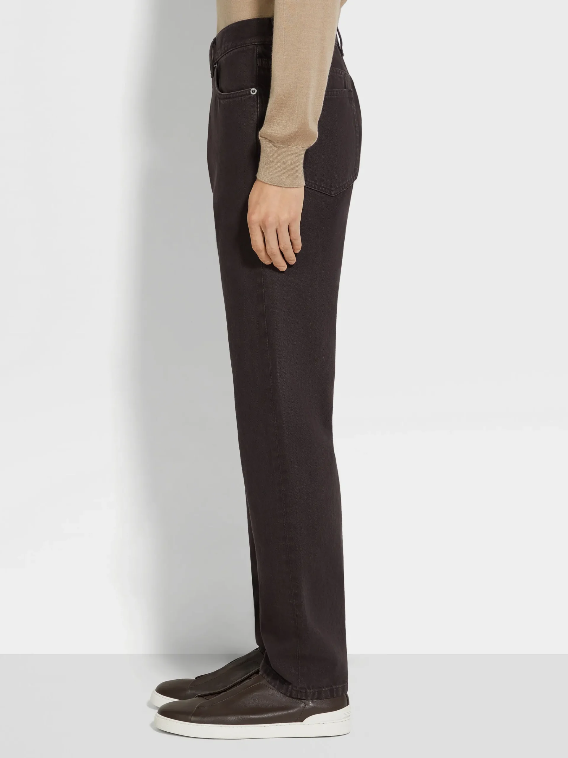 Dark Brown Cotton Roccia Jeans