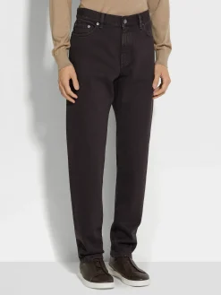 Dark Brown Cotton Roccia Jeans