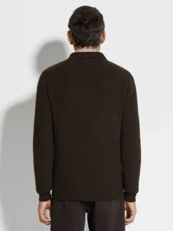 Dark Brown Mélange Oasi Cashmere Polo Shirt
