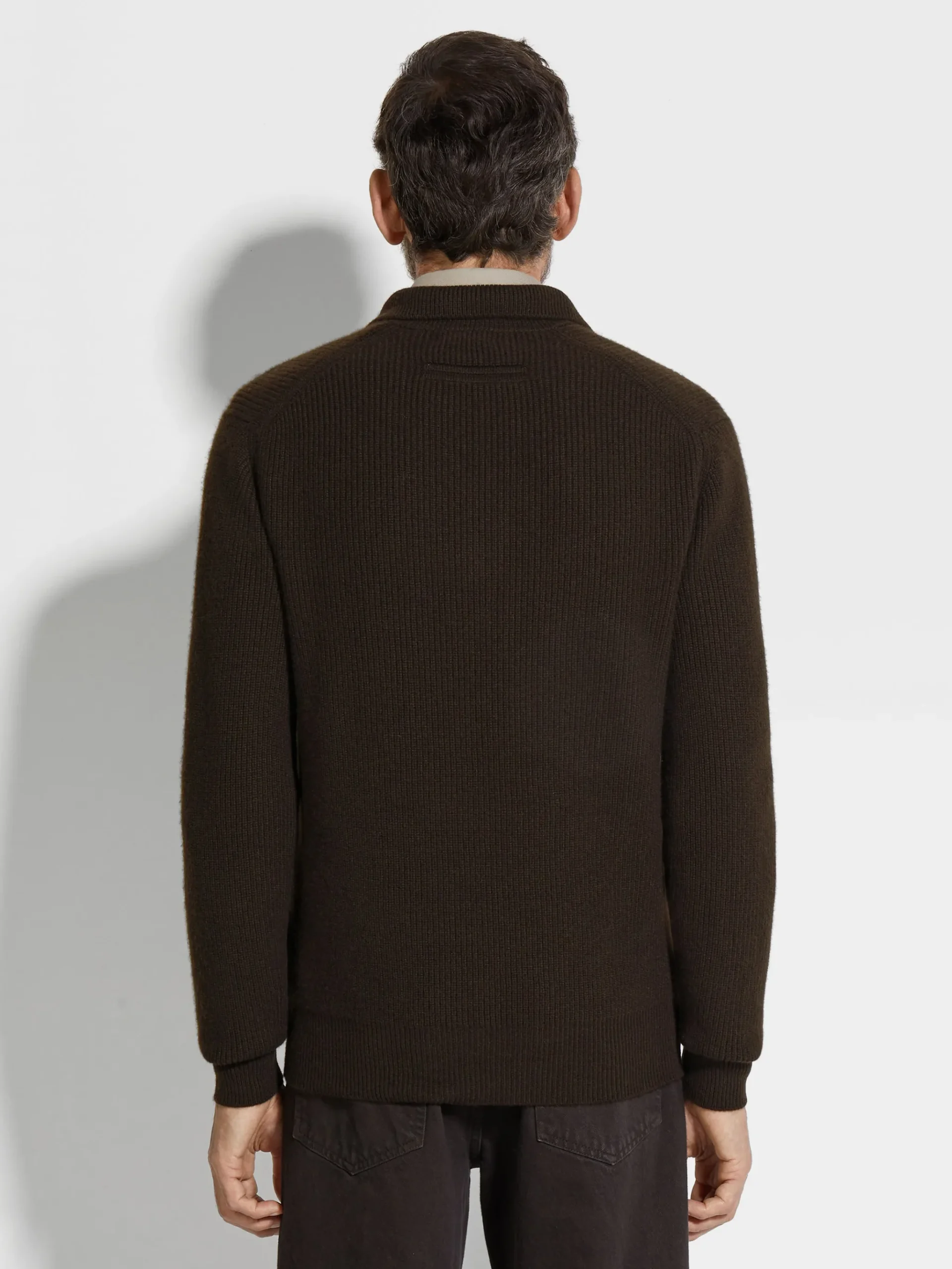 Dark Brown Mélange Oasi Cashmere Polo Shirt