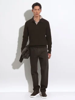 Dark Brown Mélange Oasi Cashmere Polo Shirt