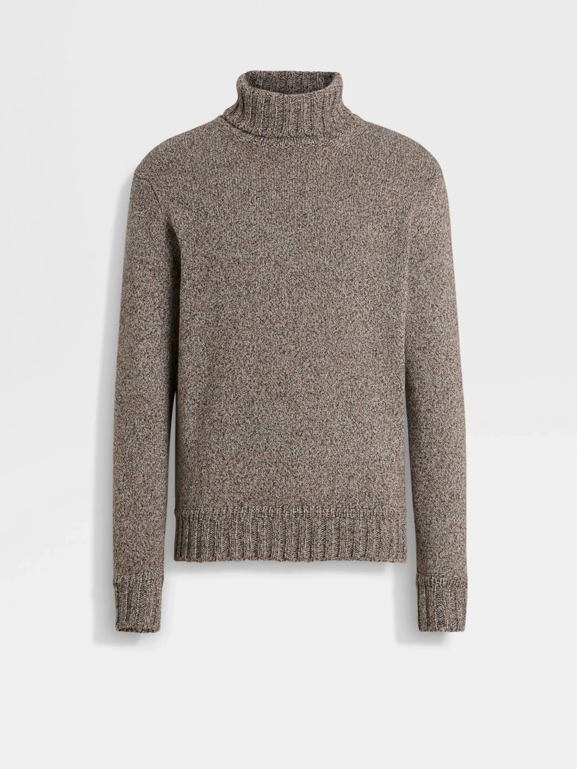 Dark Foliage and Taupe Oasi Cashmere Turtleneck
