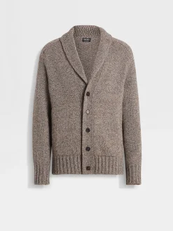 Dark Foliage and Taupe Oasi Cashmere Cardigan