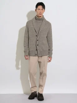 Dark Foliage and Taupe Oasi Cashmere Cardigan