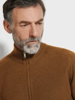 Dark Foliage Cashseta Full Zip Cardigan