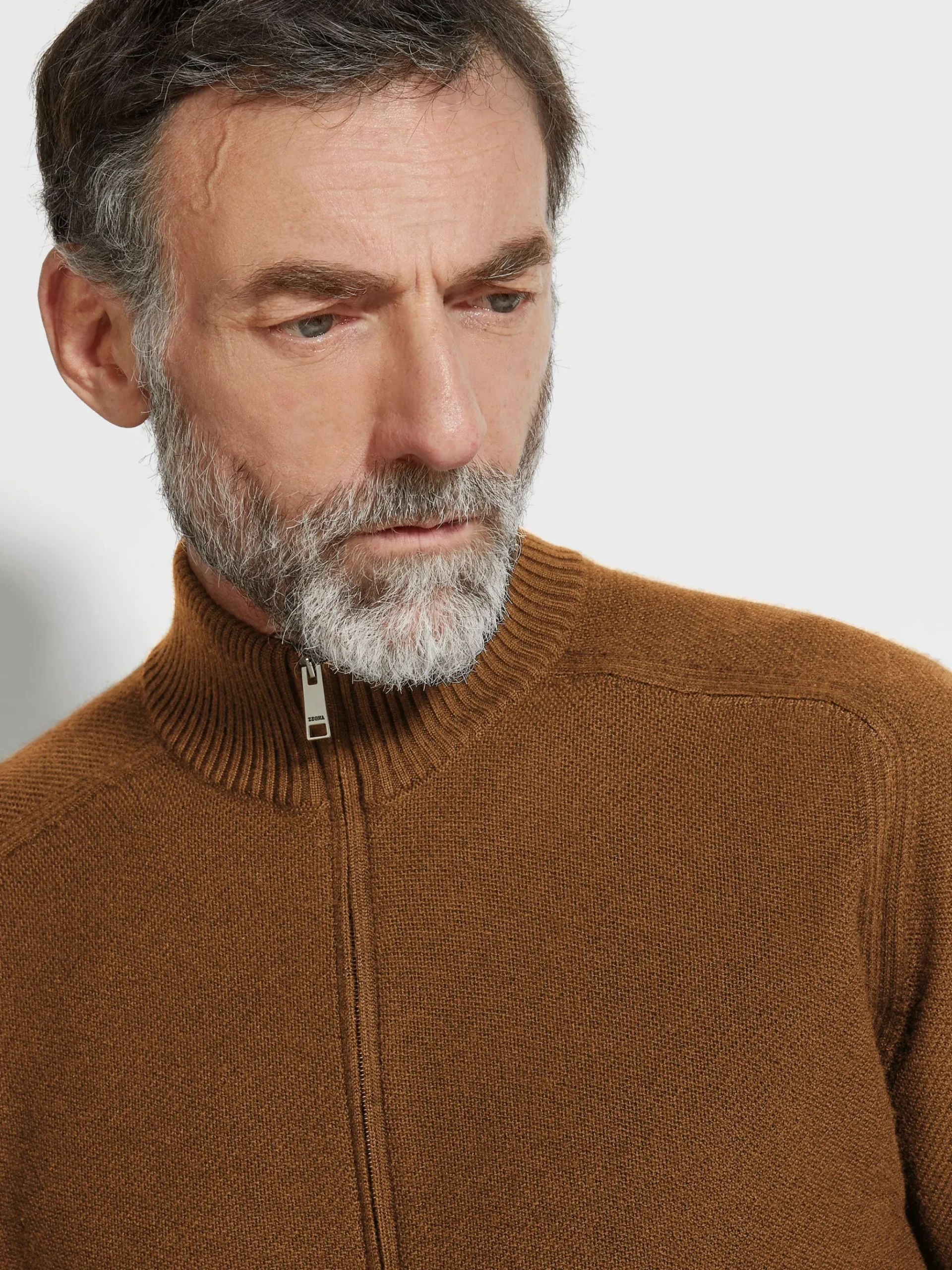 Dark Foliage Cashseta Full Zip Cardigan
