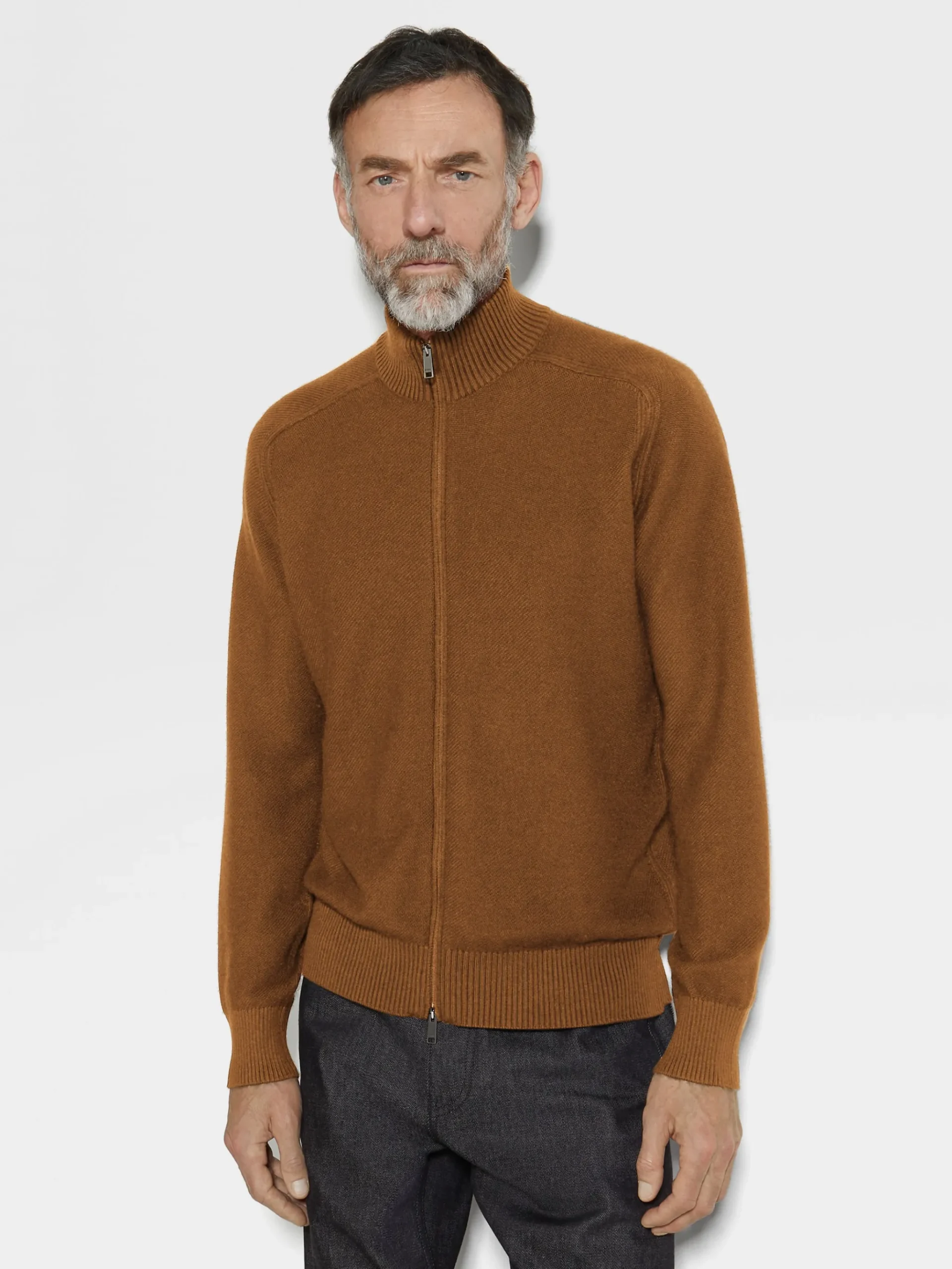Dark Foliage Cashseta Full Zip Cardigan