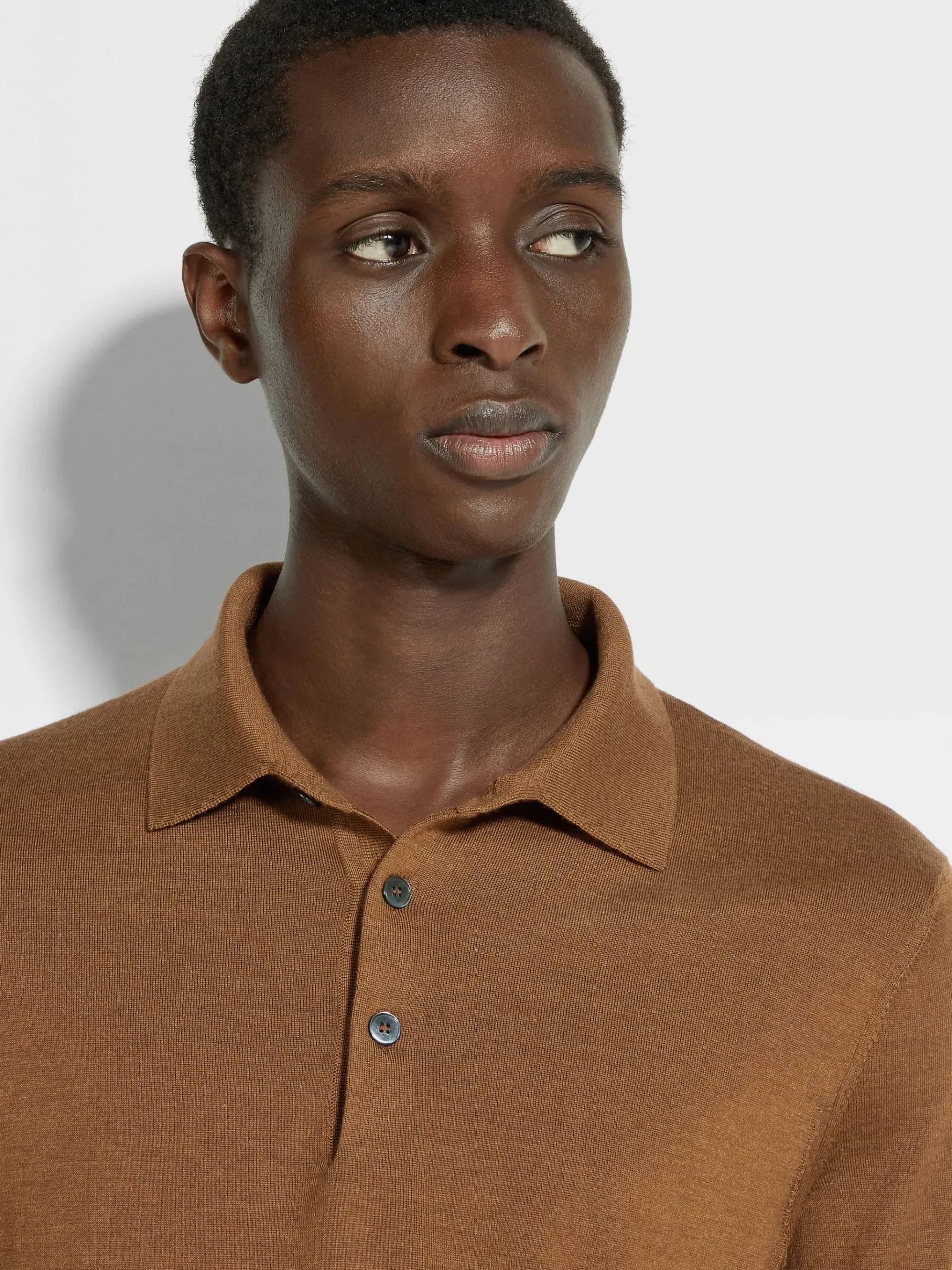 Dark Foliage Mélange Cashseta Polo Shirt