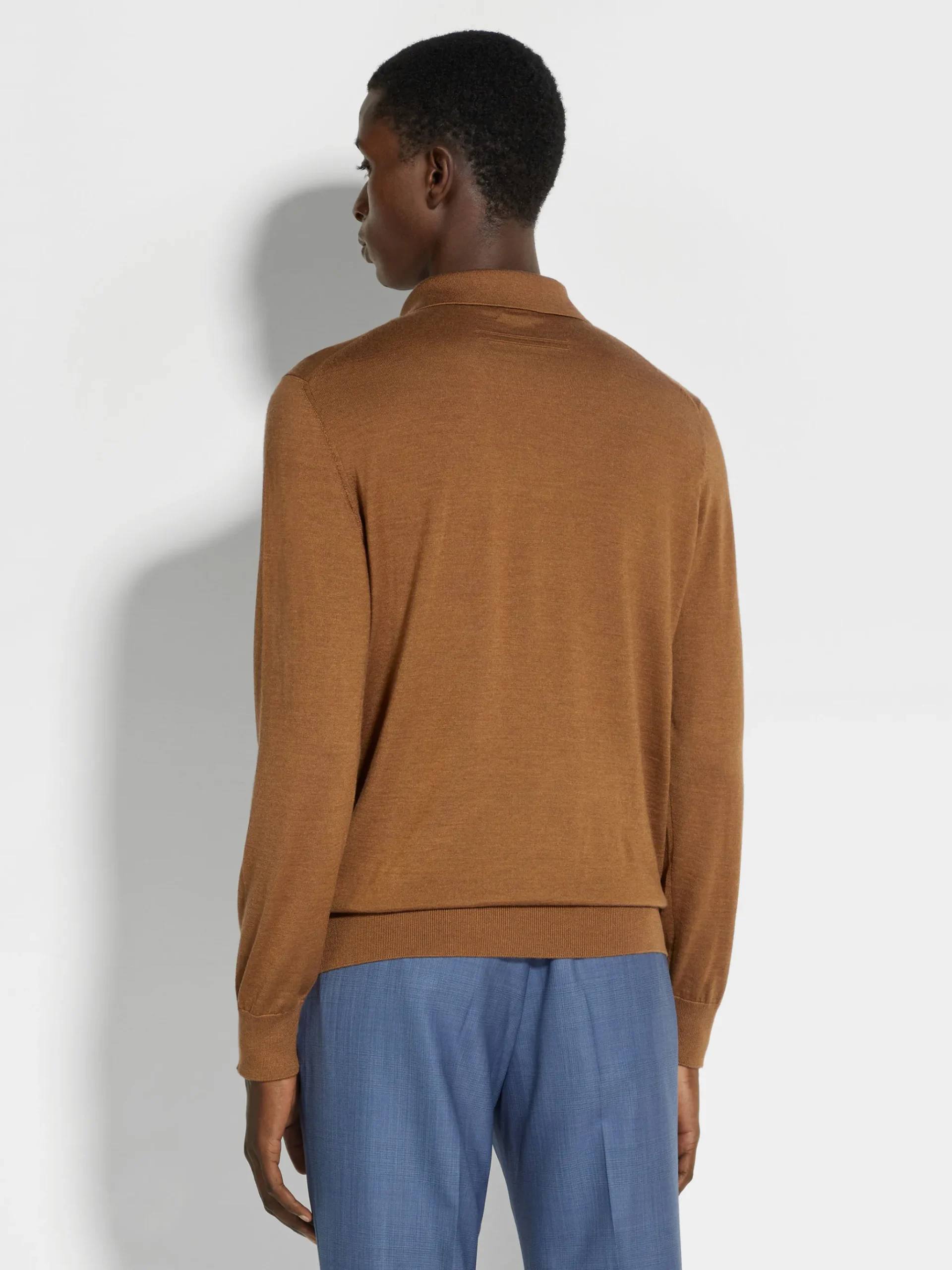 Dark Foliage Mélange Cashseta Polo Shirt