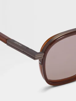 Dark Foliage Orizzonte I Acetate and Metal Sunglasses