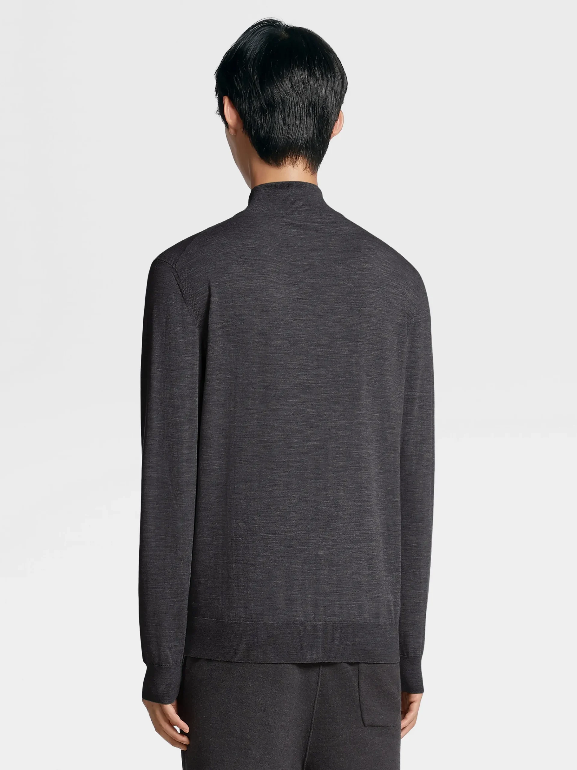 Dark Grey 12milmil12 Wool Full Zip Sweatshirt