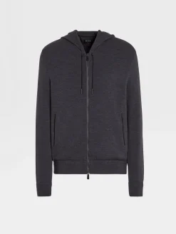 Dark Grey 12milmil12 Wool Full Zip Hoodie
