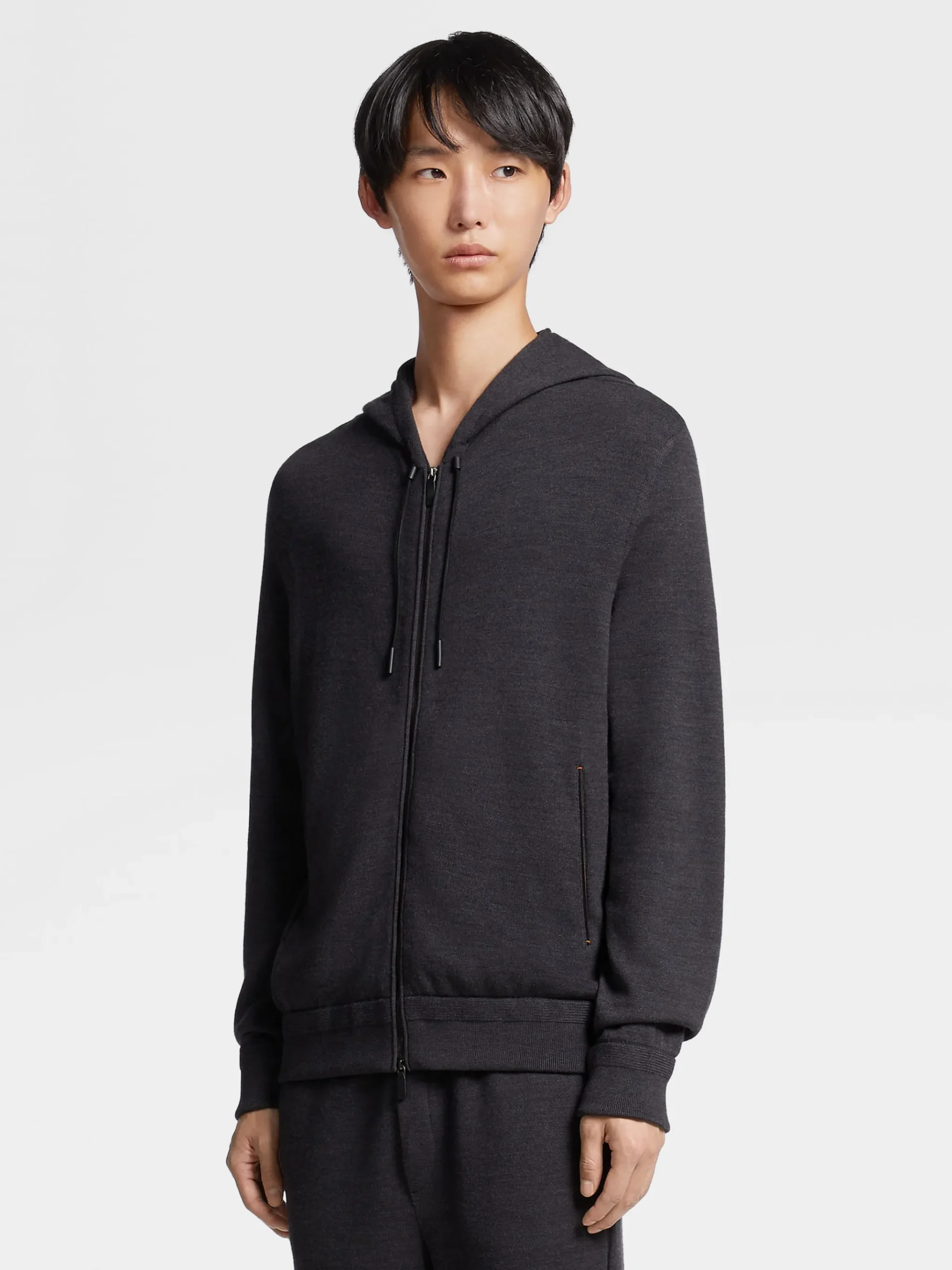 Dark Grey 12milmil12 Wool Full Zip Hoodie