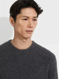 Dark Grey Mélange Oasi Cashmere Crewneck