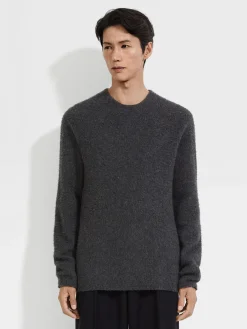 Dark Grey Mélange Oasi Cashmere Crewneck