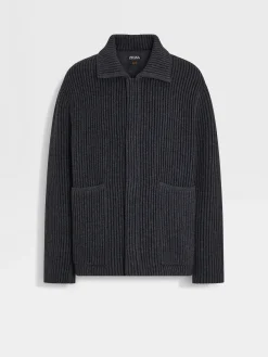 Dark Grey Mélange Wool and Cashmere Chore Jacket